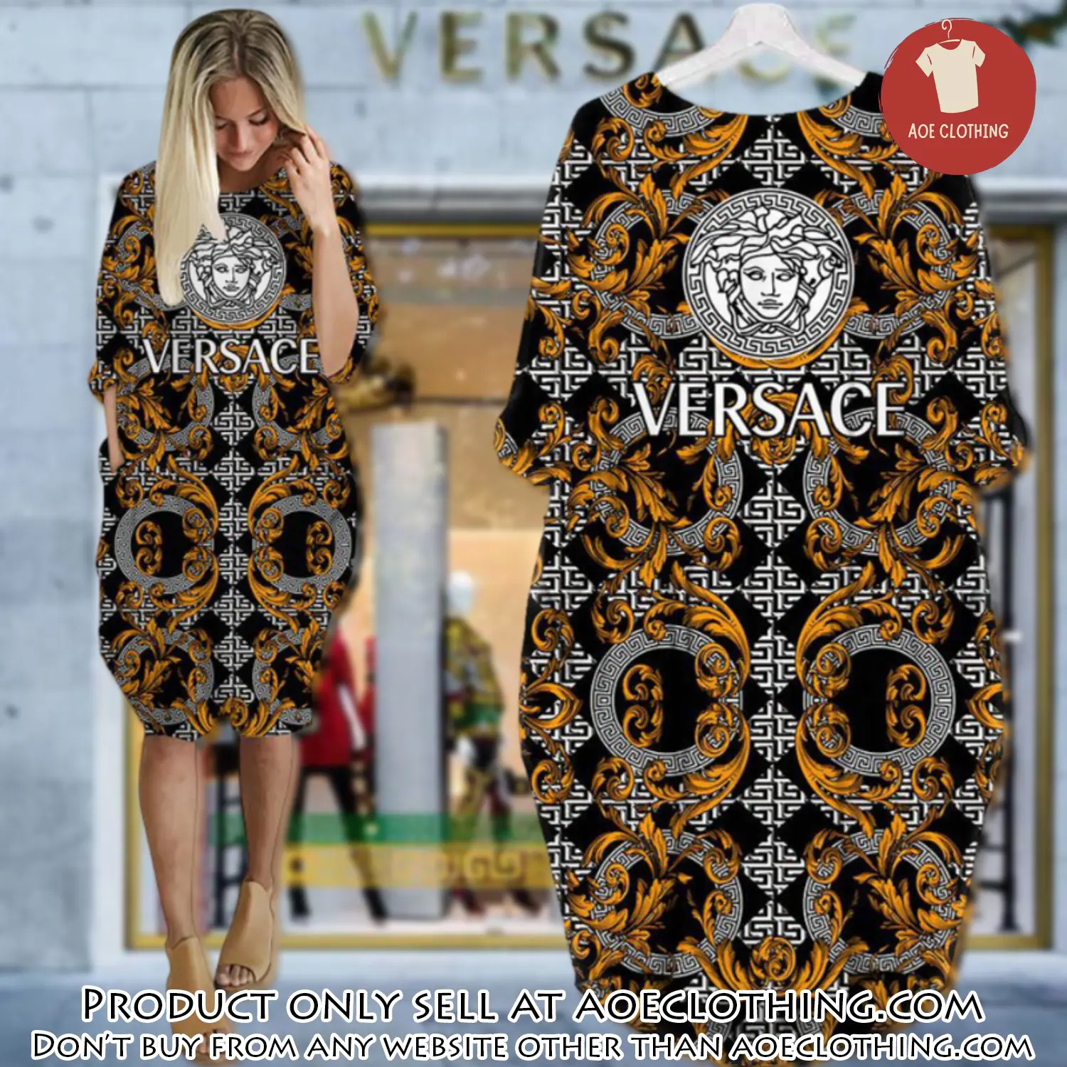 Gianni versace black batwing pocket dress luxury brand for women pd084 aoe1837435